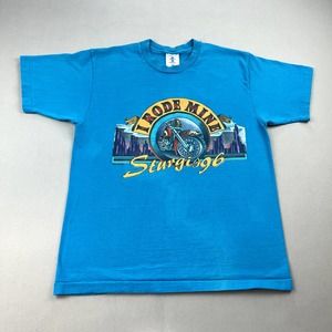 Vintage Sturgis Motorcycles T-Shirt Mens Medium Blue Black Hills Rally Biker 90s